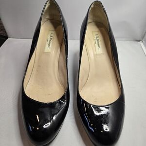 LK Bennett Sybila Black Patent Leather Pumps - Size 38